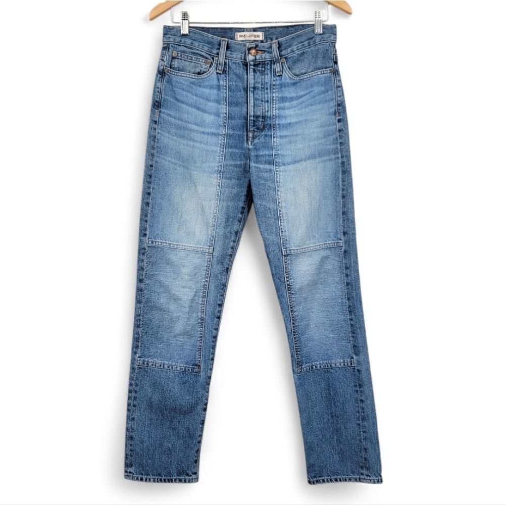 Rivet & Thread High Rise Slim Boy Jeans Thigh Patch Edition from Madewell